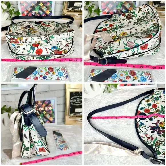 Gucci Flora GG Vintage Large Shoulder Bag tote Good USED with scarf RARE. GIFT! - Picture 16 of 16